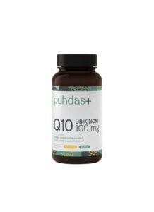 Puhdas+ Ubikinon CoQ10 (Koensüüm Q10) 100 mg+ C vitamiin — toidulisand pakendis