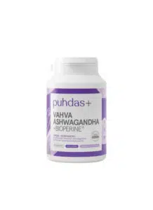 Puhdas+ Ašvaganda + Bioperine® — uztura bagātinātājs iepakojumā