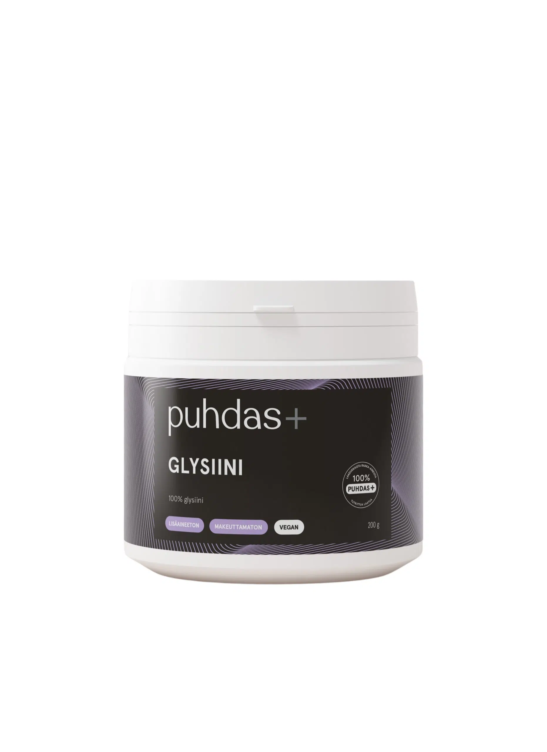 Puhdas+ Glütsiin 200g — toidulisand pakendis