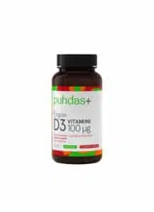 Puhdas+ Vegan D3 vitamiin 100 µg 60 kapslit