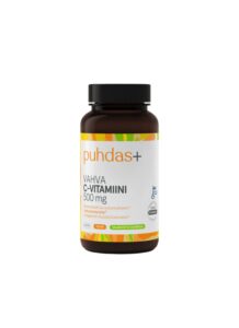 Puhdas+ Tugev C-vitamiin 500 mg kapslid — 60 taimset kapslit valges purgis