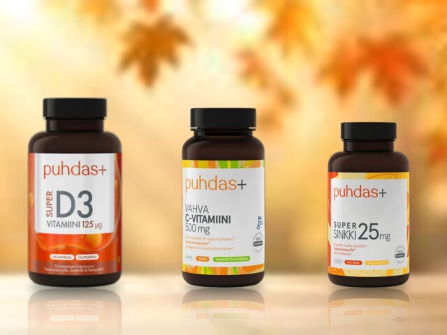 Puhdas+ D3-vitamiin, C-vitamiin ja tsink sügiseks