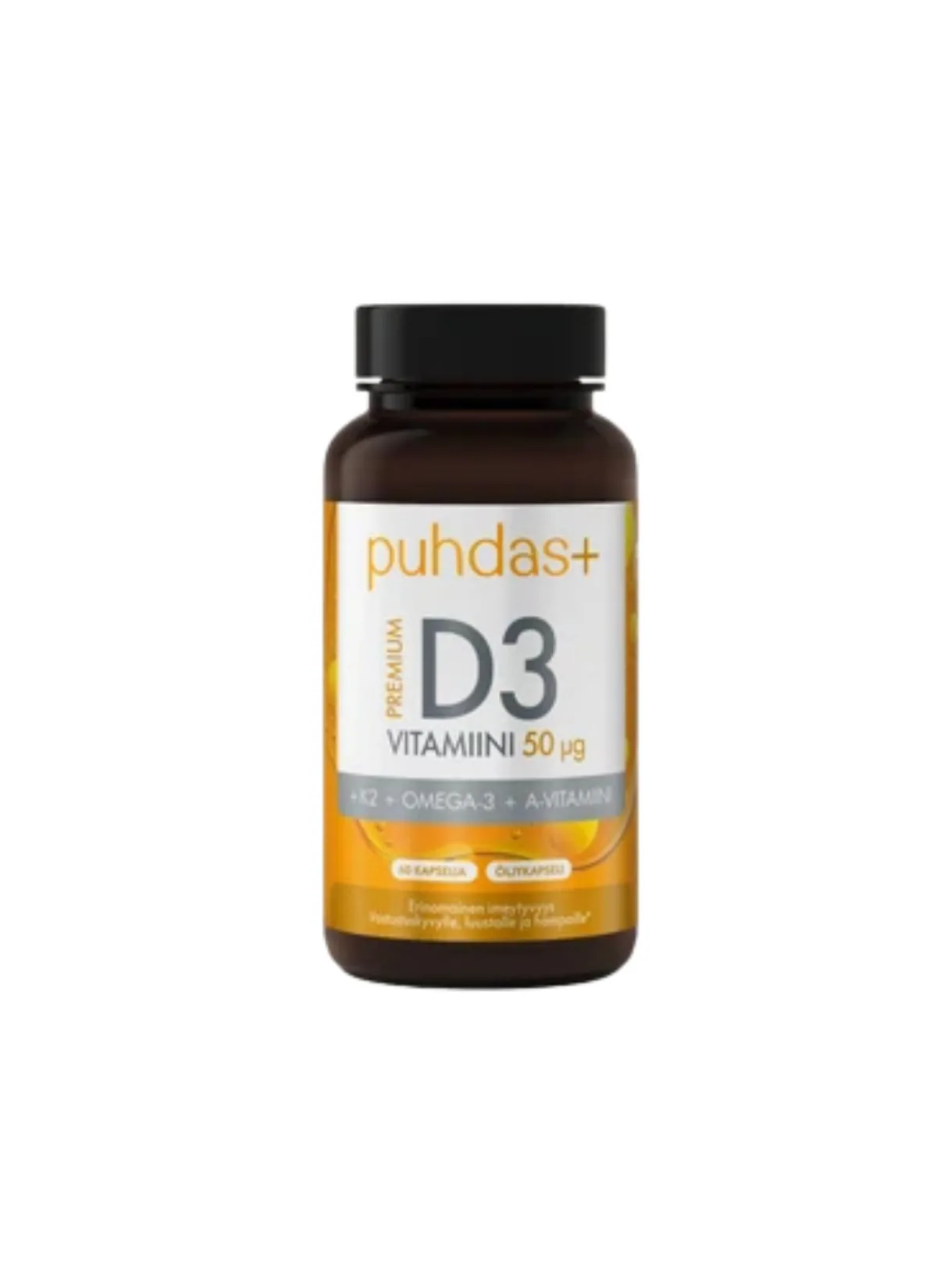 Premium D3-vitamiin 50 µg + K2 + Omega-3 + A-vitamiin 120 kapslit