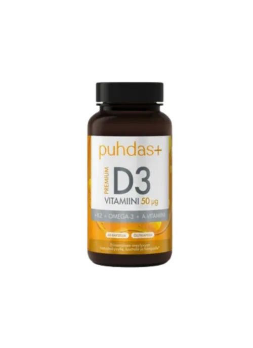 Premium D3-vitamin 50 µg + K2 + Omega-3 + A-vitamin