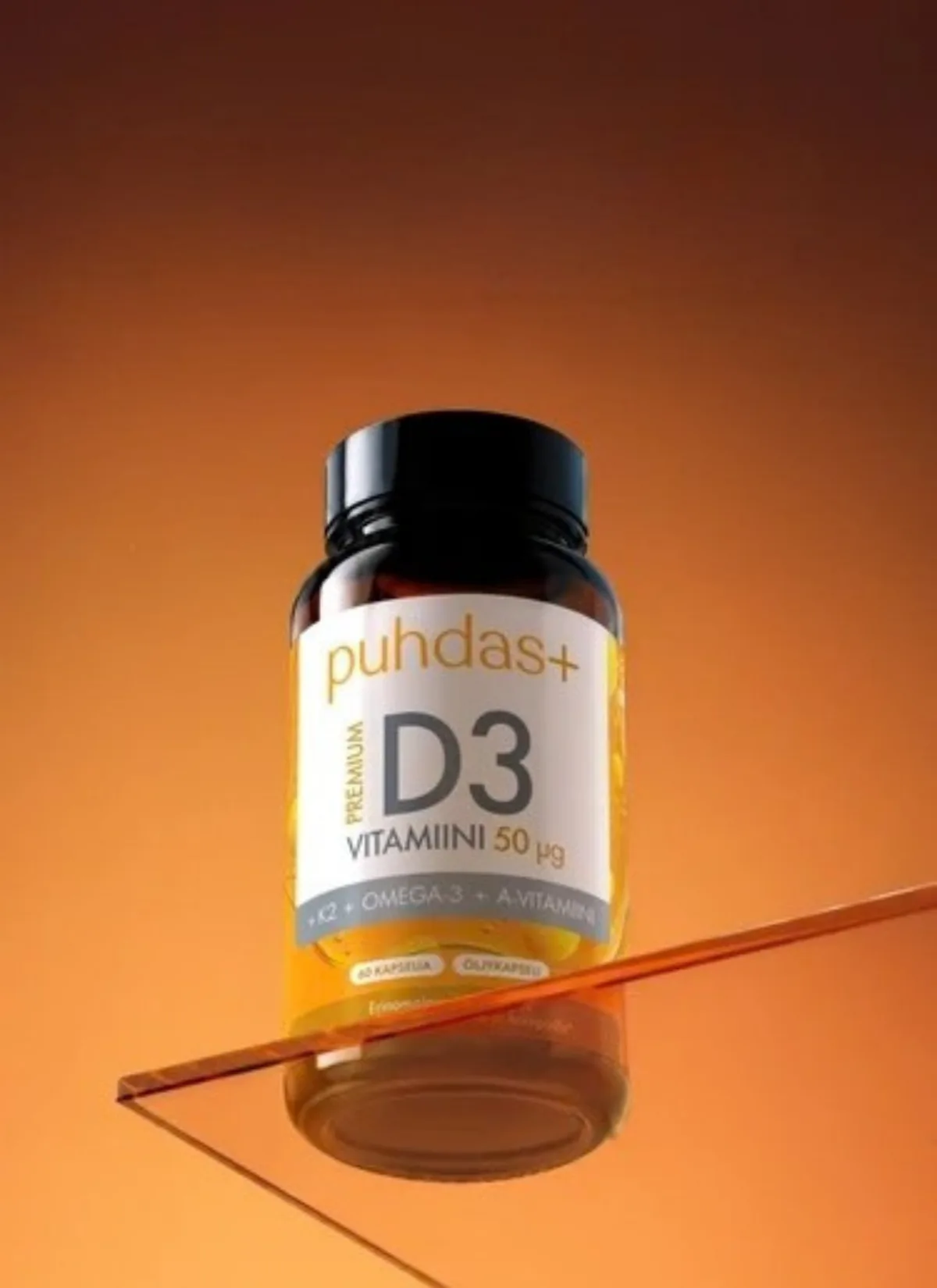 Premium D3-vitamiin 50 µg + K2 + Omega-3 + Vitaminas A 120 kapsulių