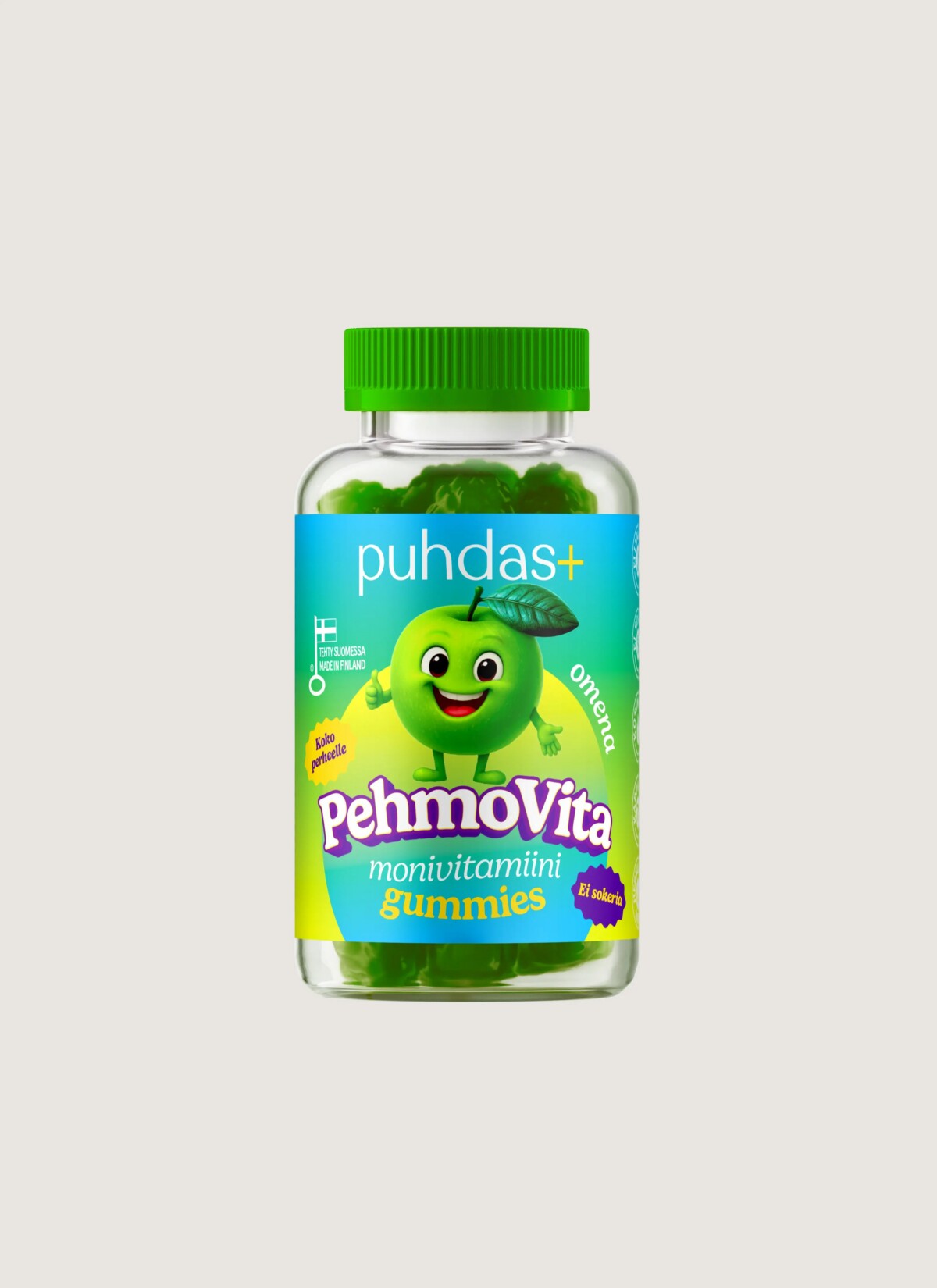 4ffaabd8-5adb-4131-9b35-e1b5c81dabe0.jpg PehmoVita multivitamiini kummikommid õunamaitselised 225 g (75 tk)