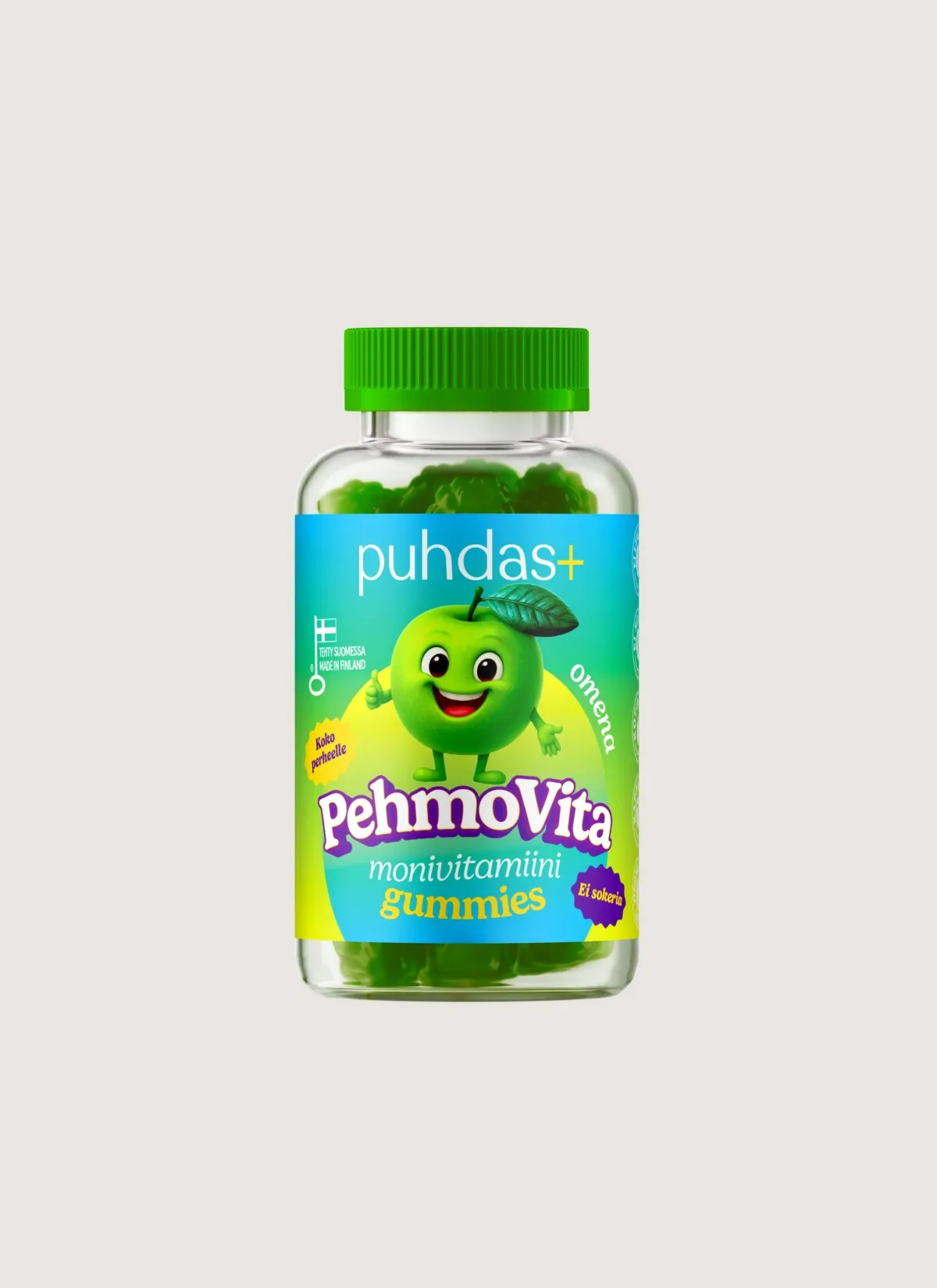 4ffaabd8-5adb-4131-9b35-e1b5c81dabe0.jpg PehmoVita multivitamiini kummikommid õunamaitselised 225 g (75 tk)