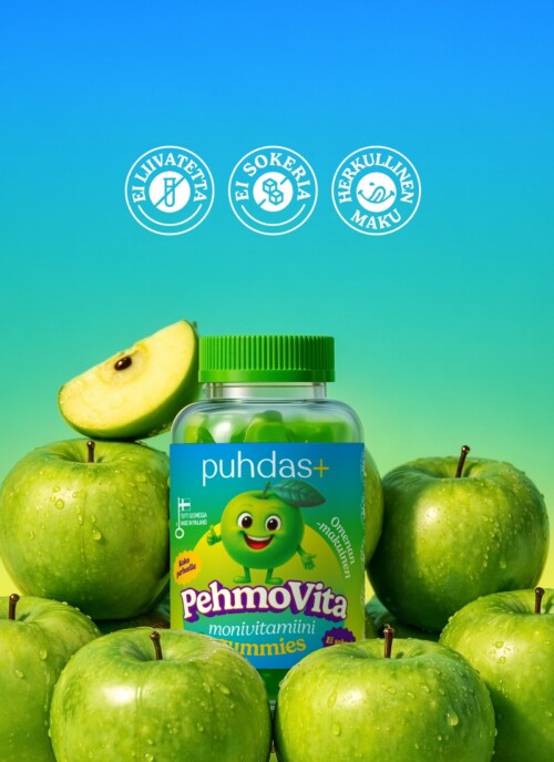 PehmoVita multivitamiini kummikommid õunamaitselised 225 g (75 tk)